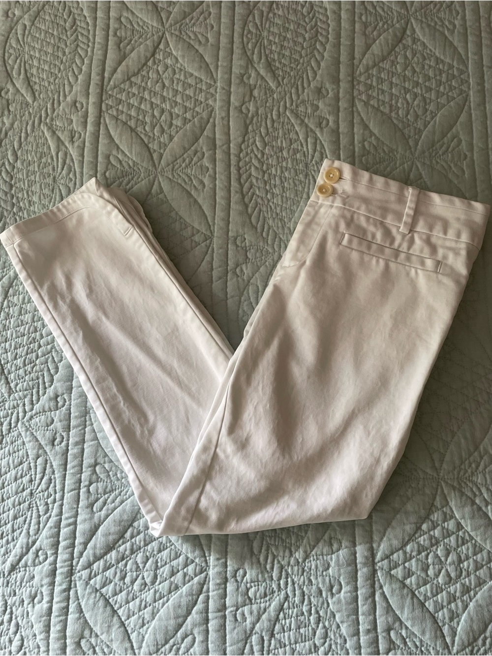 Anthropologie Cropped White Cotton Blend Women's Ankle Pant Size 0